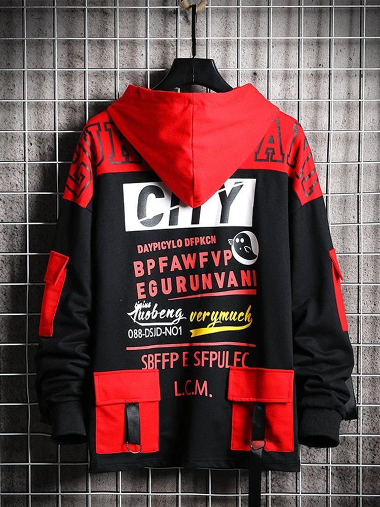 Red and Black trendy oversized baggy jacket